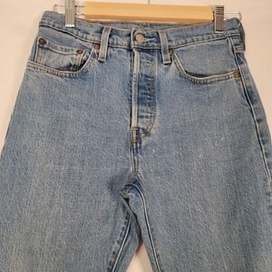 Levis 501 Skinny Jeans mens 26x30 Light Blue Wash Button Fly Premium Denim